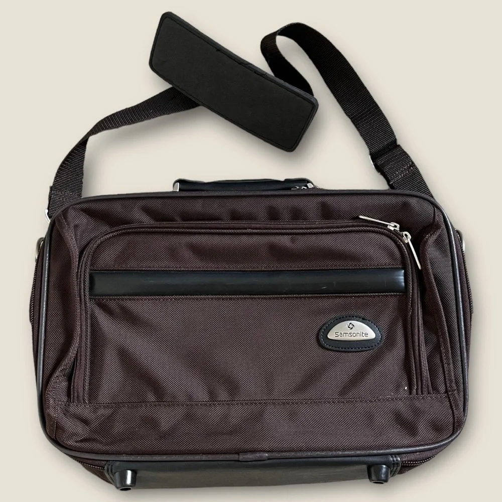 VTG Samsonite Laptop Work Luggage Case Bag 16.5 Inch Brown Canvas GOOD CONDITION